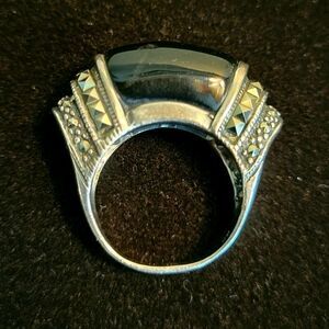 Sterling Silver Onyx Marquisite Ring. Size 6 NWOT
